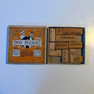 Mas Puzzle Vintage Wooden Brainteaser Game Set In Original Box